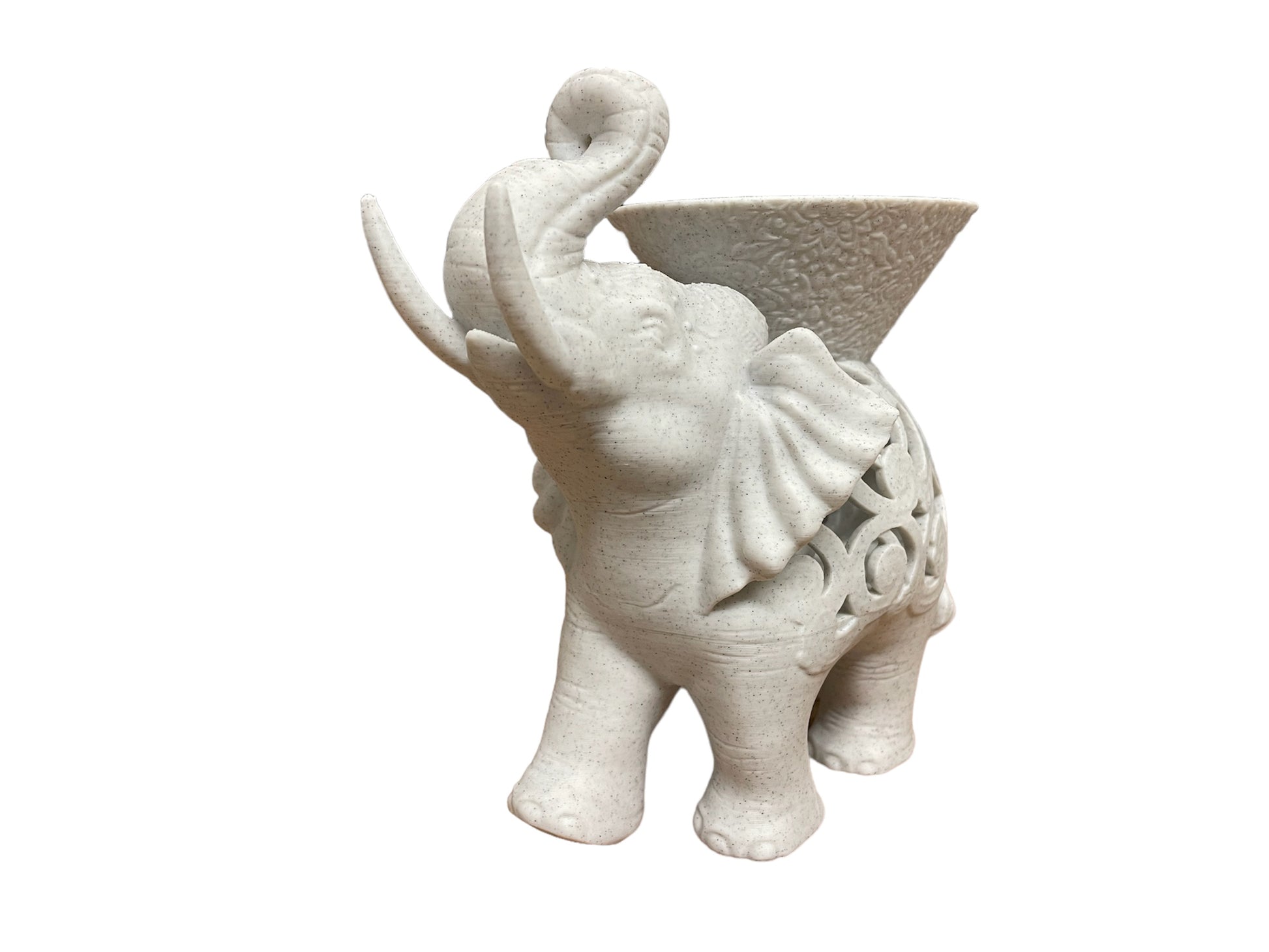 Artisan-Crafted Elegance: 3D Printed Marble Elephant Incense Holder