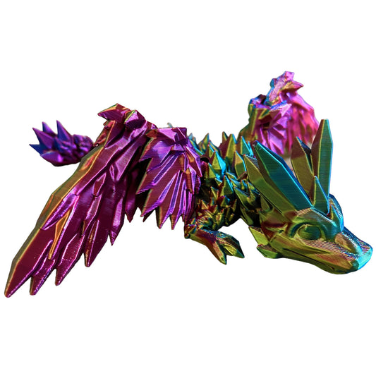 Winged Crystal Dragon Fidget Toy - Articulated Dragon - Handmade 3D Printed - Fantasy Game of Thrones 3D Lizard Desk Decor.